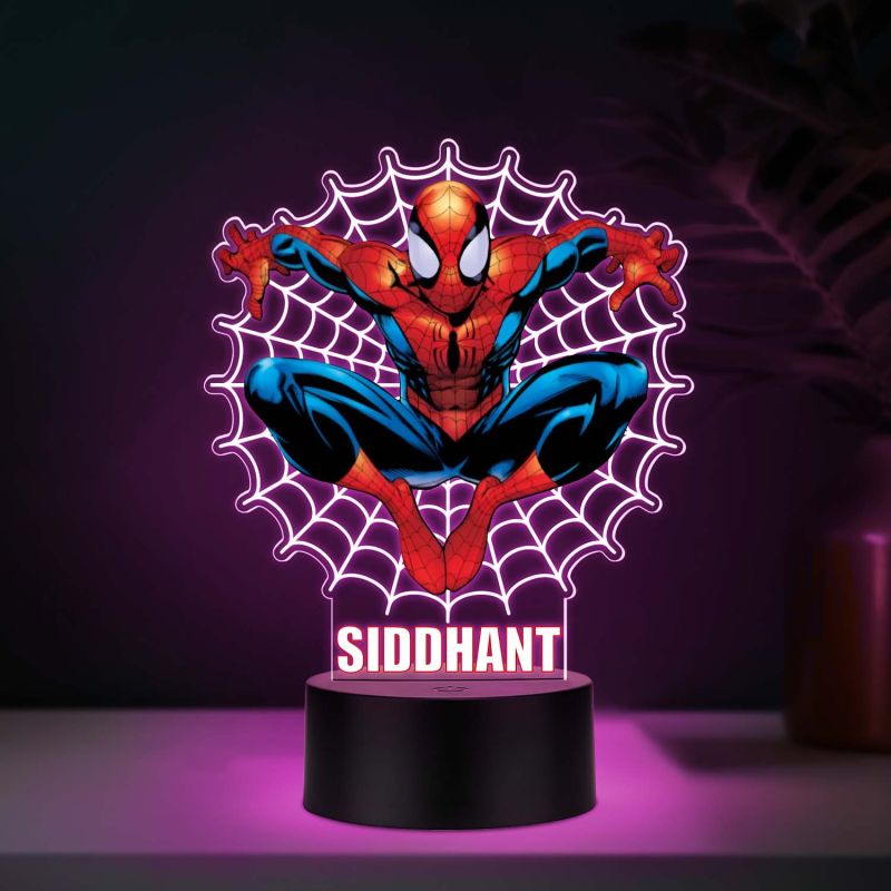 Personalized SpiderMan369 UV Print 7-Color 3D Illusion Night Light – Custom Name Lamp Marvel Superhero Gift for Boys